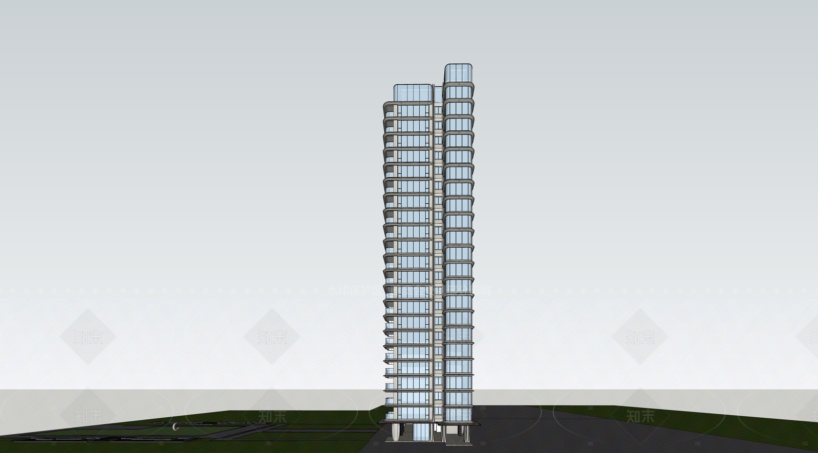 现代高层住宅SU模型下载【ID:1205839877】