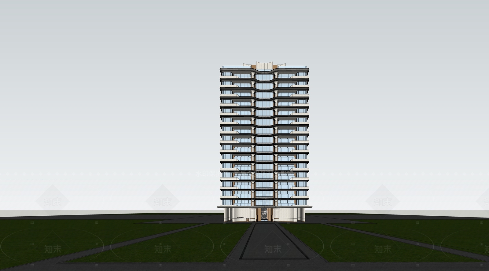 现代高层住宅SU模型下载【ID:1205839930】