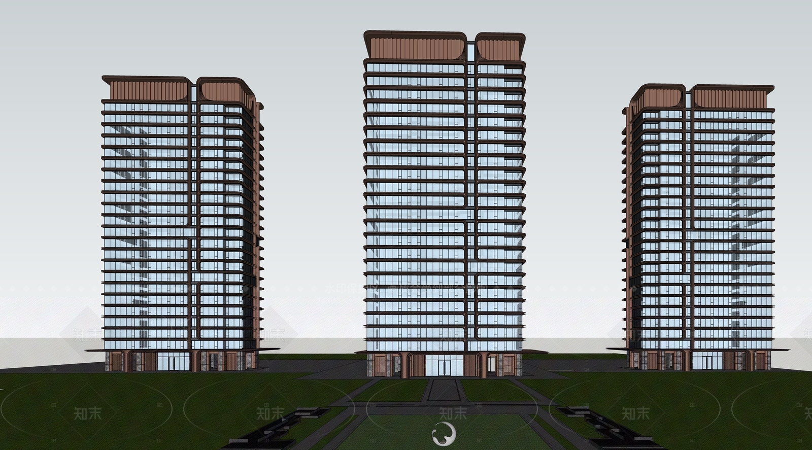 现代高层住宅SU模型下载【ID:1205840672】