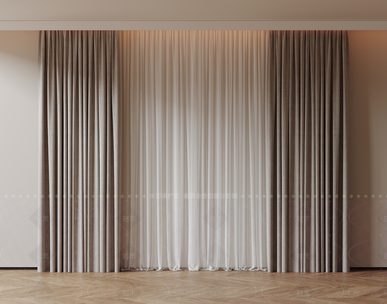 现代极简窗帘SU模型下载【ID:1205841281】