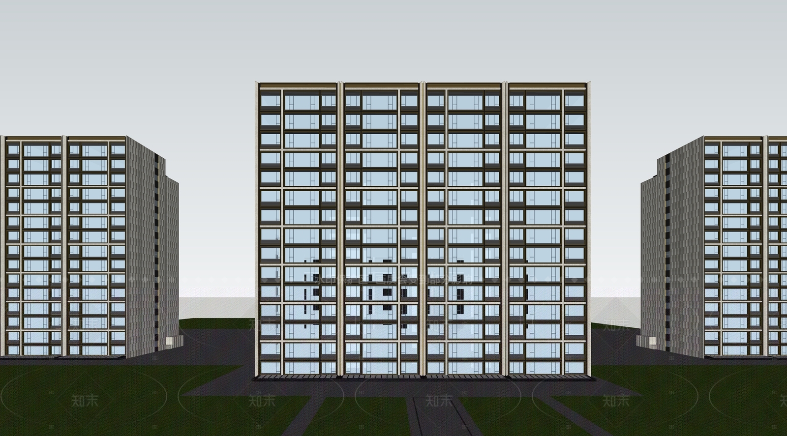 现代高层住宅SU模型下载【ID:1205840724】