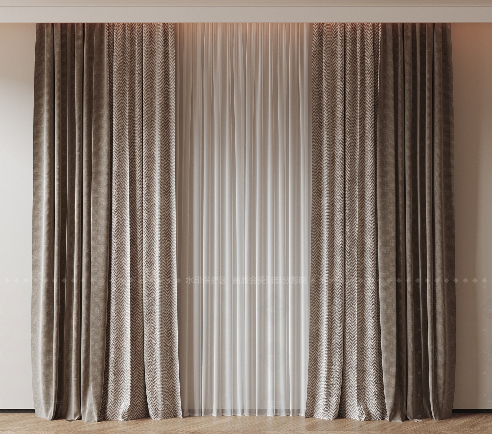 现代极简窗帘SU模型下载【ID:1205841297】