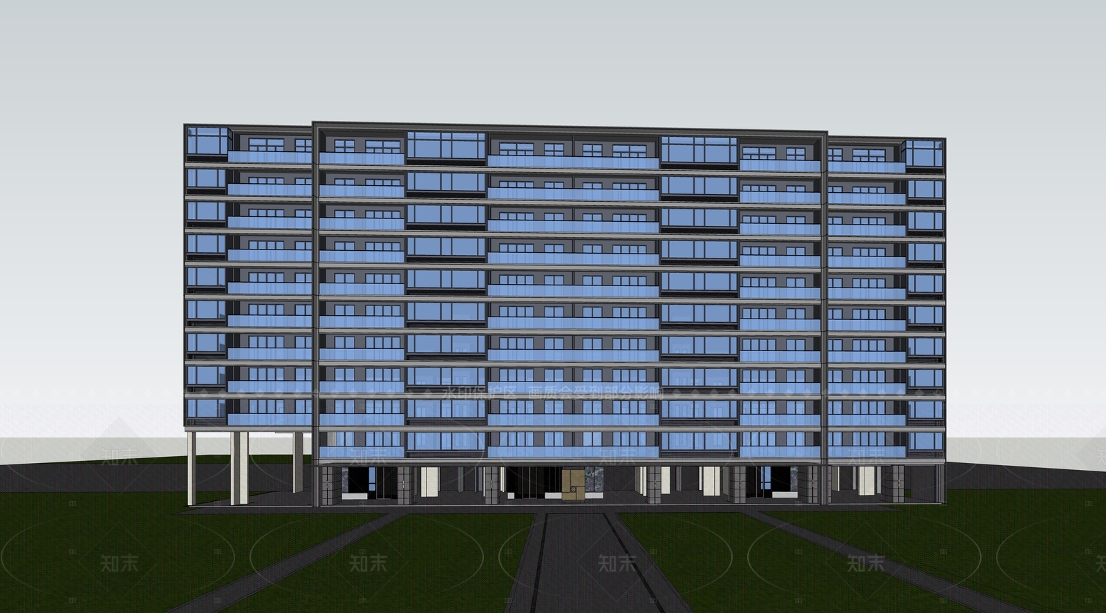 现代高层住宅SU模型下载【ID:1205841215】