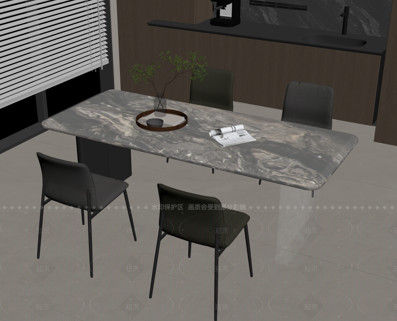现代餐桌椅SU模型下载【ID:1205843283】