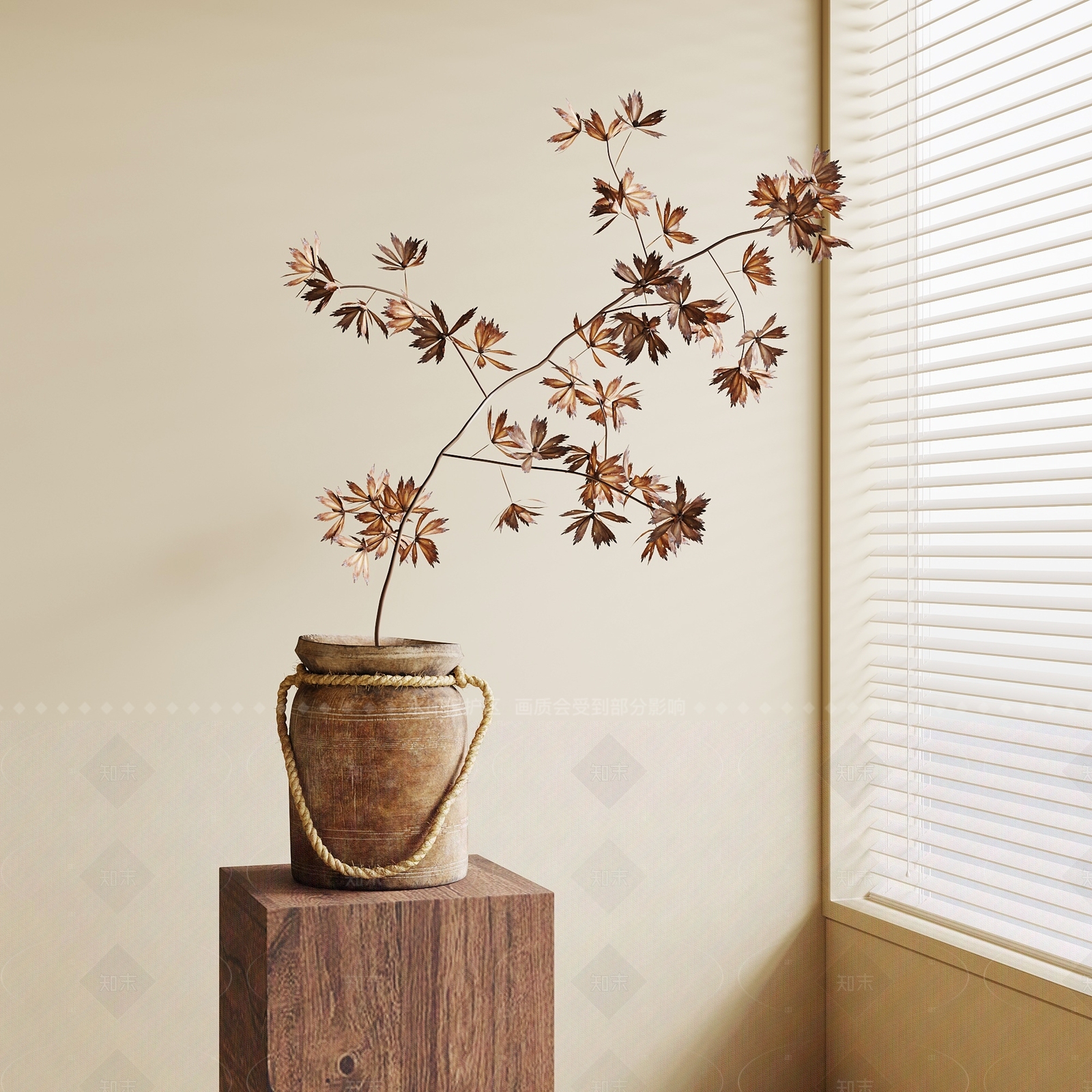 侘寂中古花艺3D模型下载【ID:1205844649】