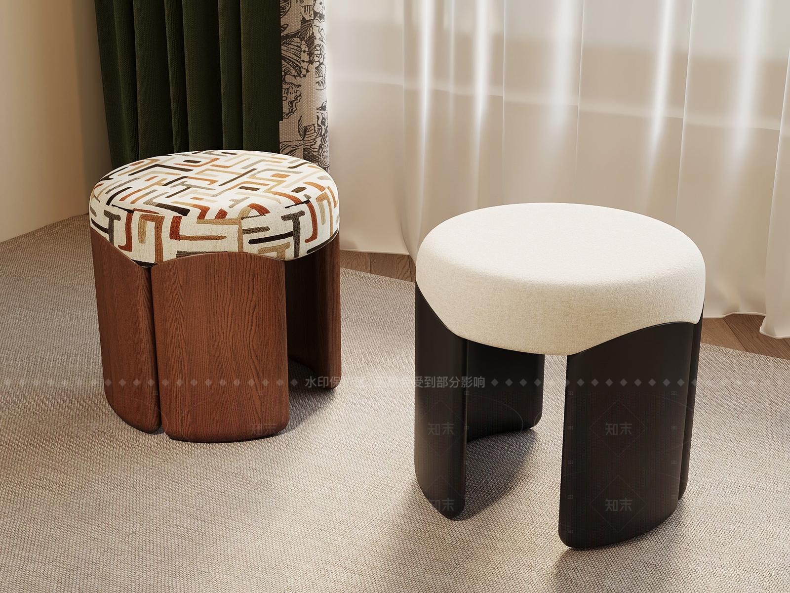 现代中古换鞋凳3D模型下载【ID:1205846436】