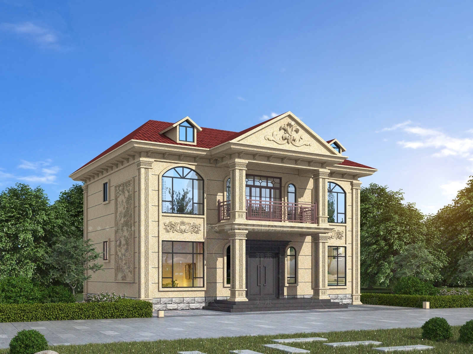 欧式简约独栋别墅3D模型下载【ID:1205851701】