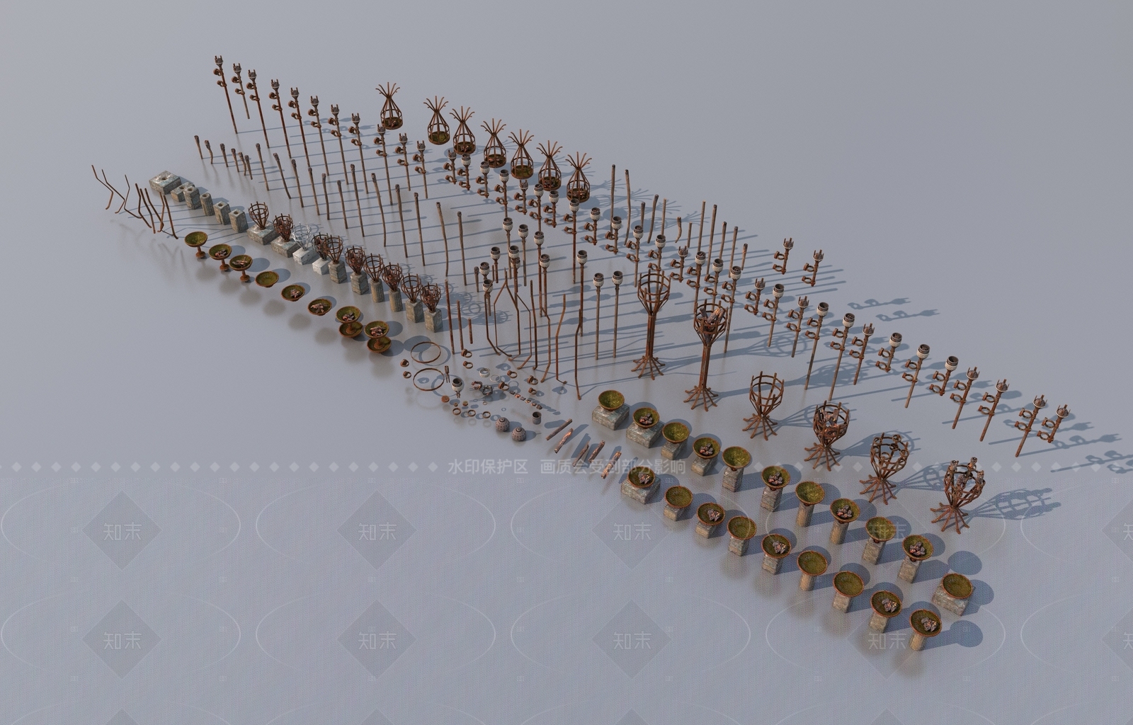 欧式灯具组合3D模型下载【ID:1205852102】