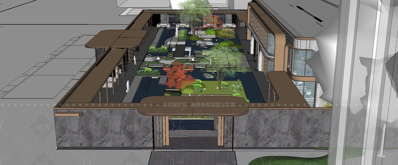 现代小区景观SU模型下载【ID:1205852869】