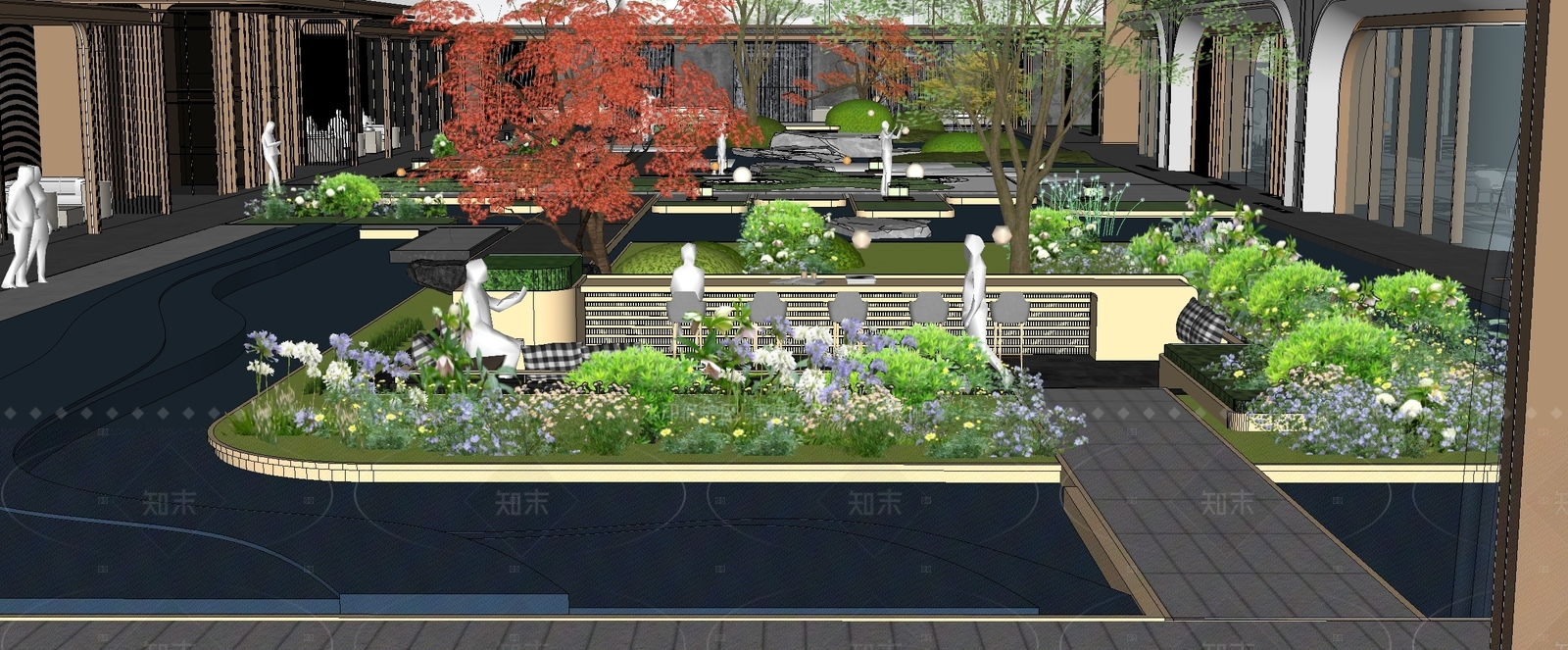 现代小区景观SU模型下载【ID:1205852869】