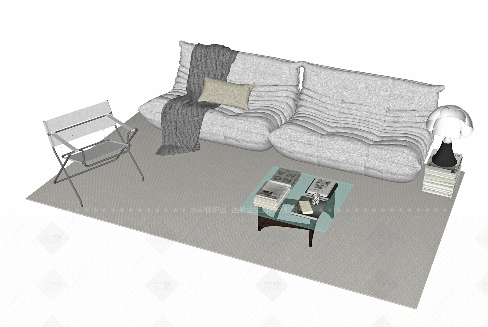 现代中古沙发组合SU模型下载【ID:1205853084】