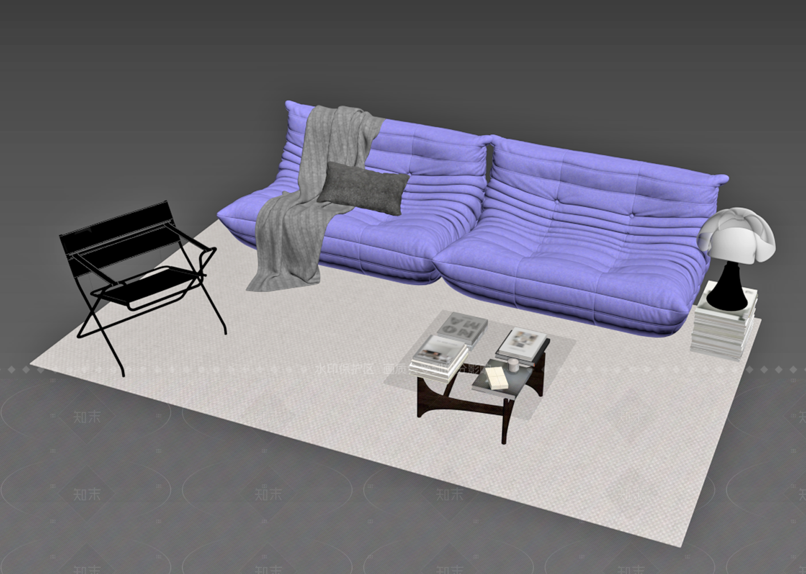 现代中古沙发组合3D模型下载【ID:1205853140】