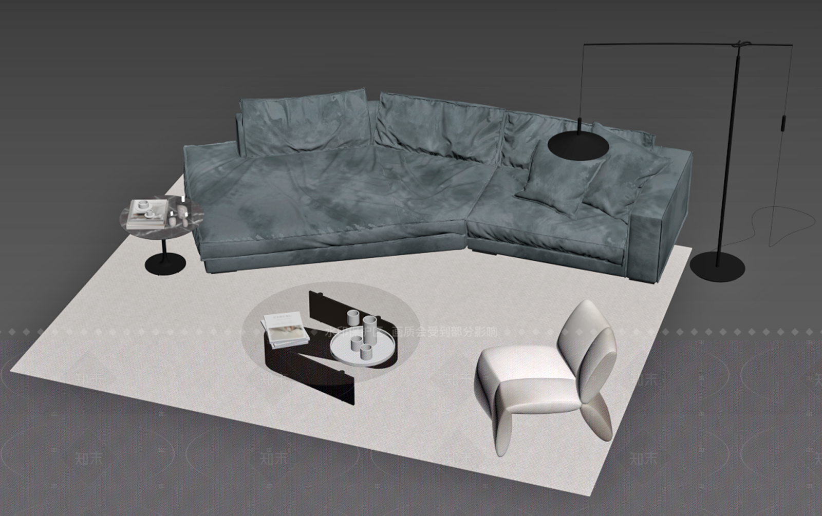 现代意式沙发组合3D模型下载【ID:1205855699】