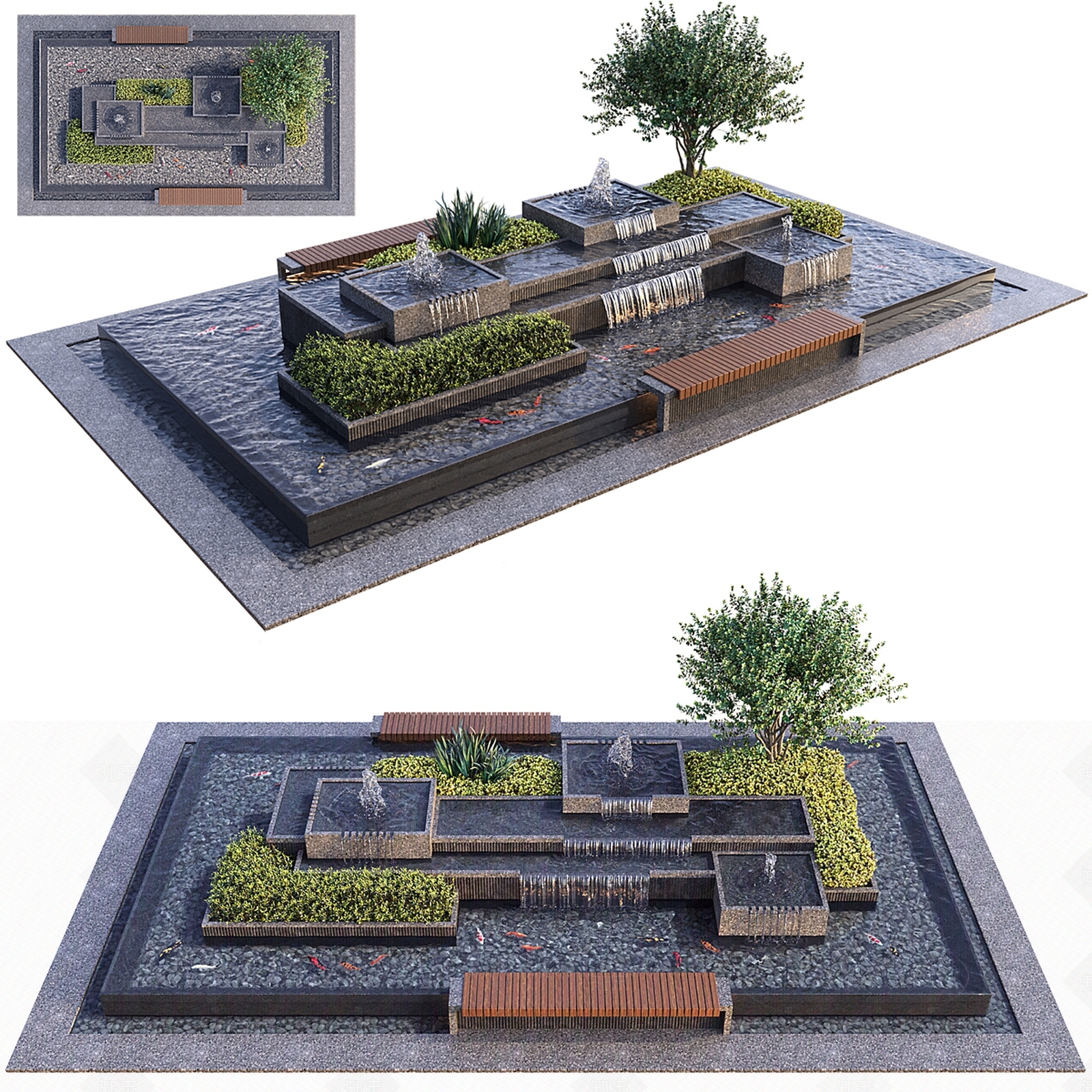 现代喷泉3D模型下载【ID:1205857144】