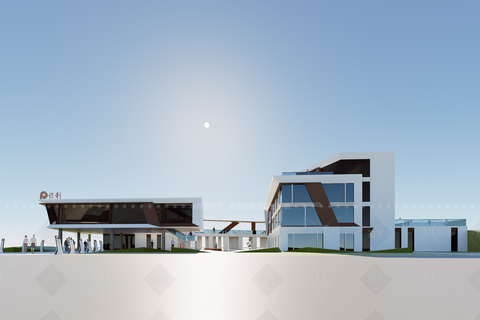 现代售楼处建筑SU模型下载【ID:1205858745】