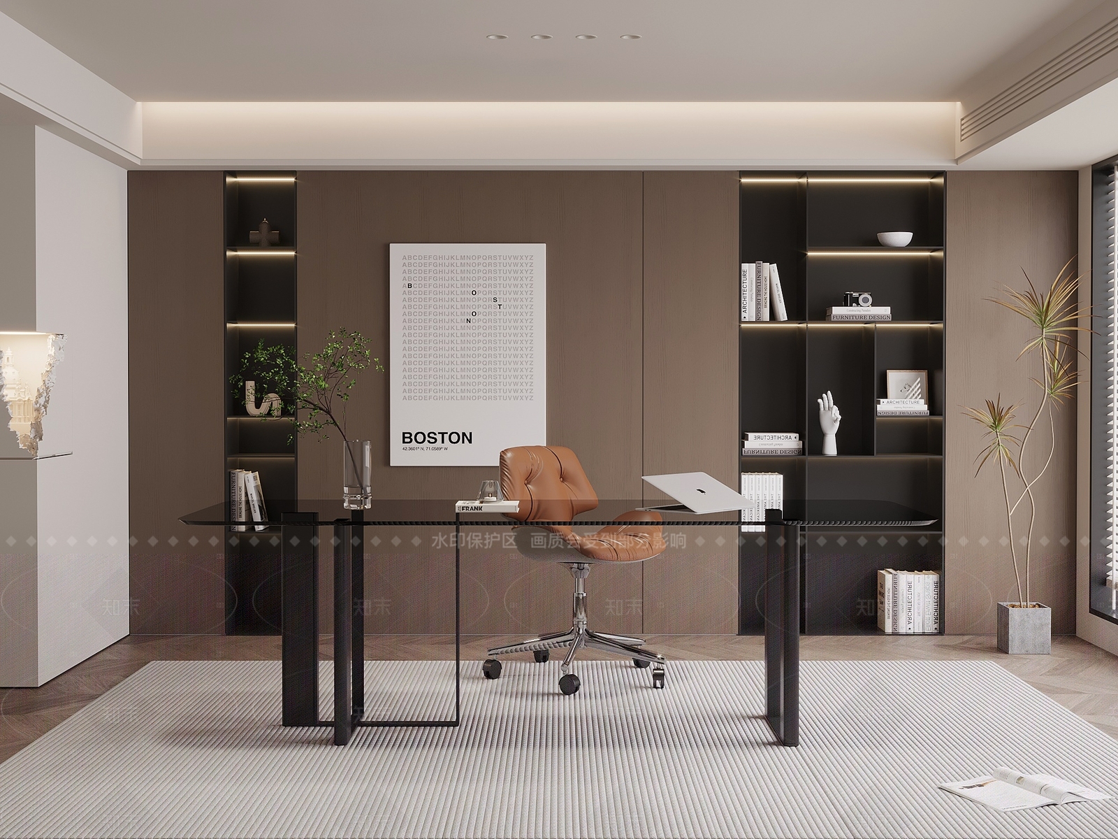 现代书房3D模型下载【ID:1205861362】
