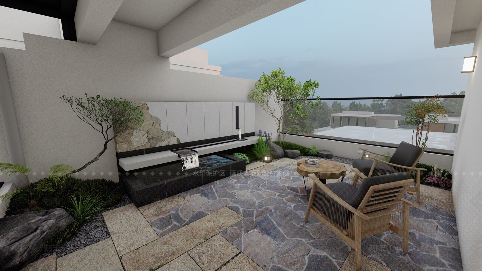 禅意日式屋顶花园SU模型下载【ID:1205863521】