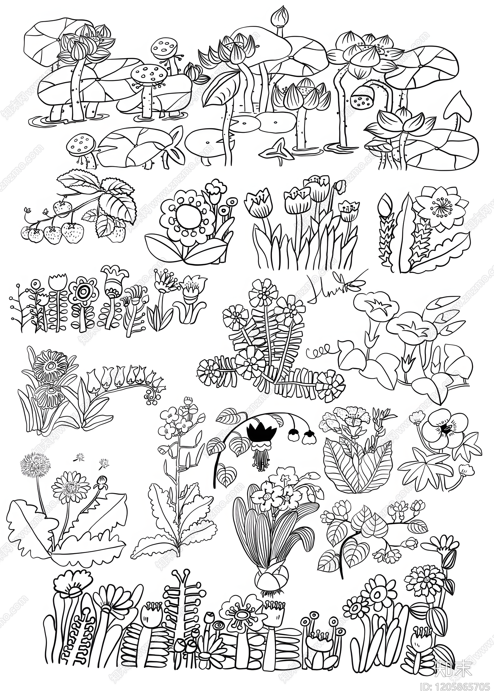 现代综合植物图库cad施工图下载【ID:1205865705】