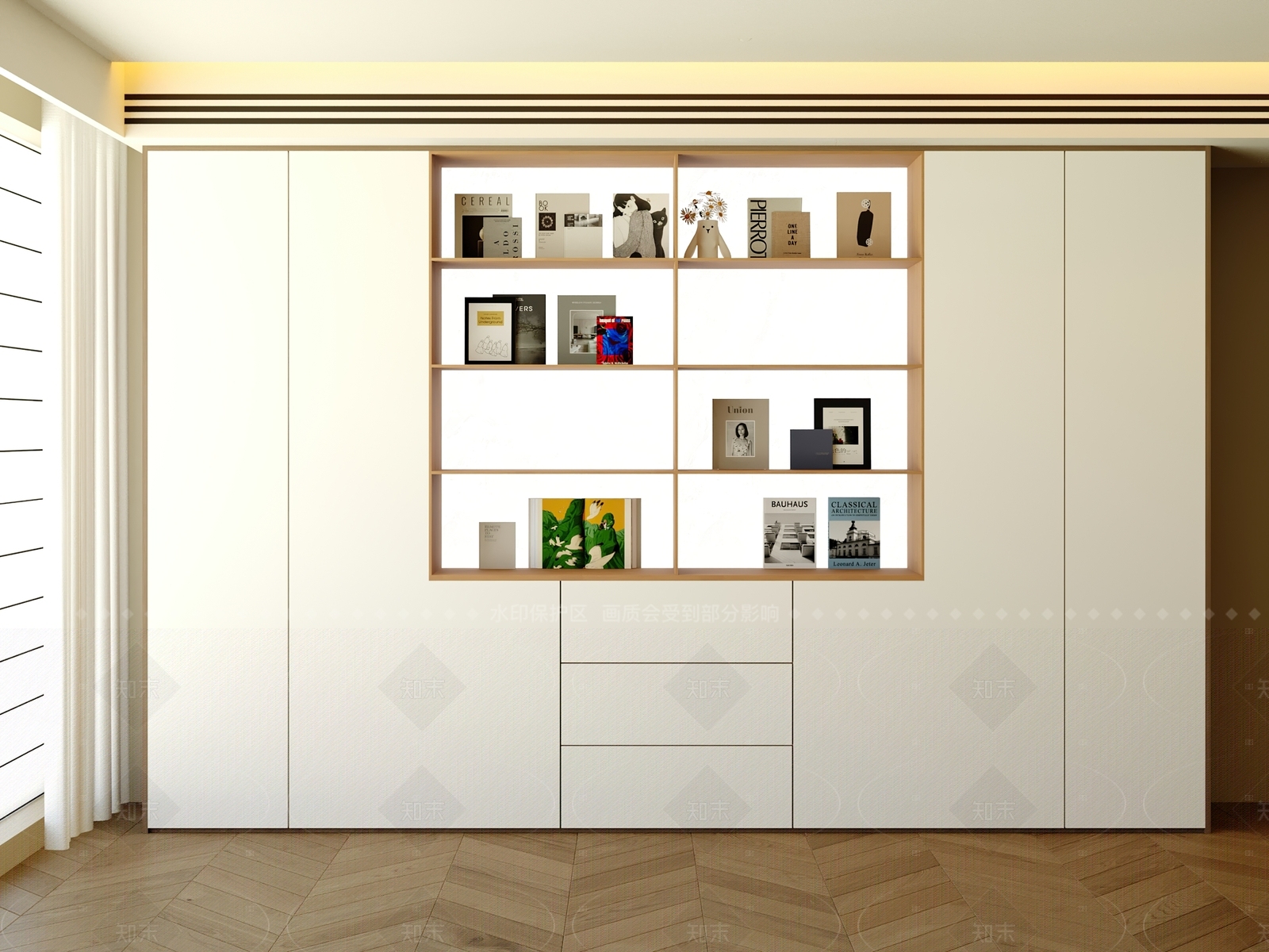 现代书柜3D模型下载【ID:1205865839】