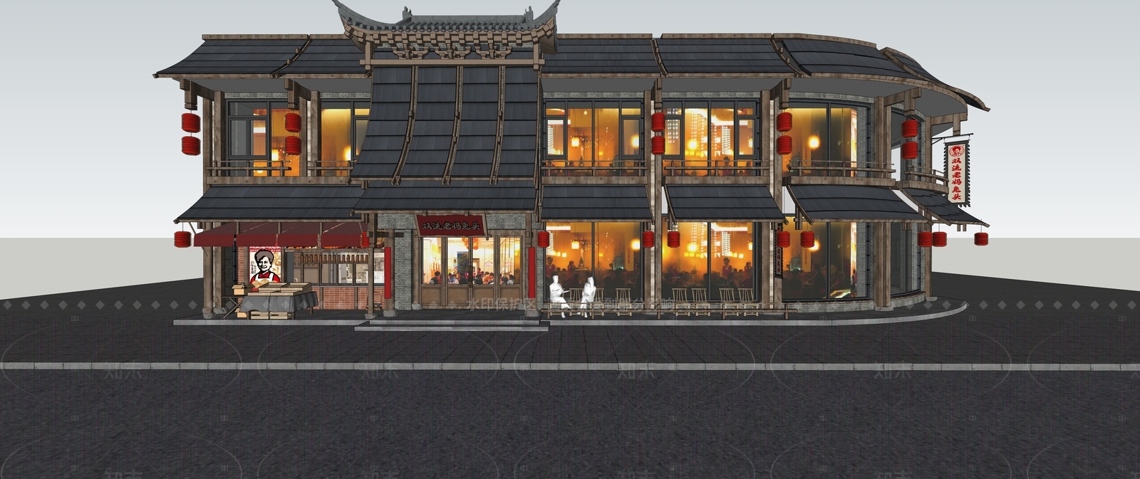 现代新中式中餐厅SU模型下载【ID:1205866050】