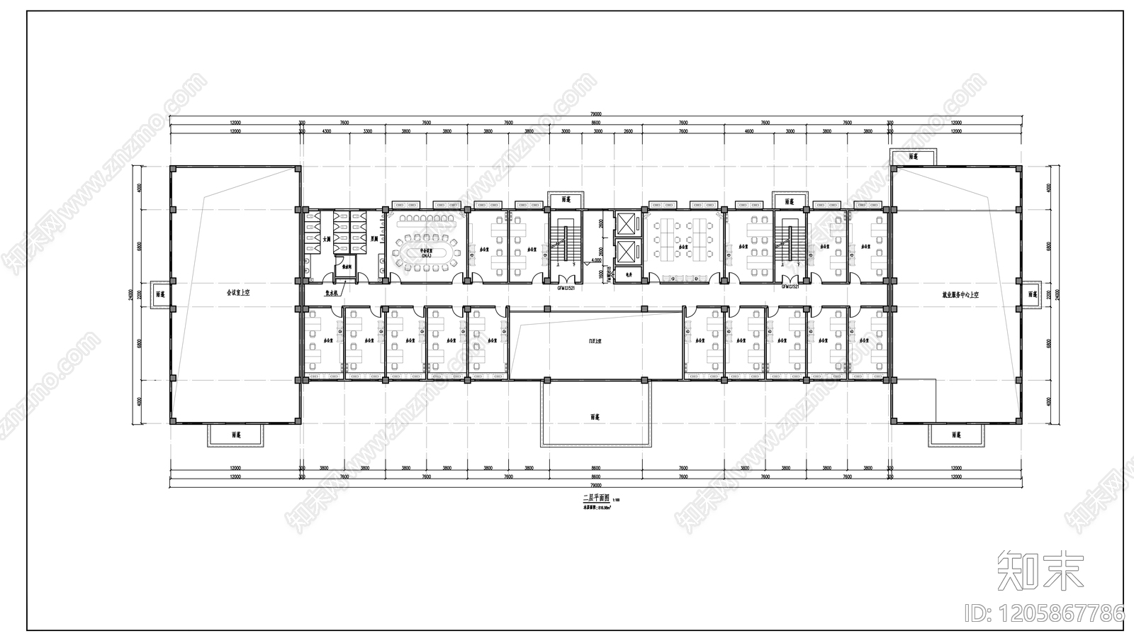 现代办公楼建筑cad施工图下载【ID:1205867786】