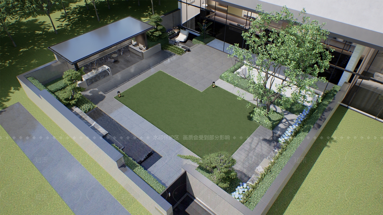 现代简约别墅庭院SU模型下载【ID:1205867907】