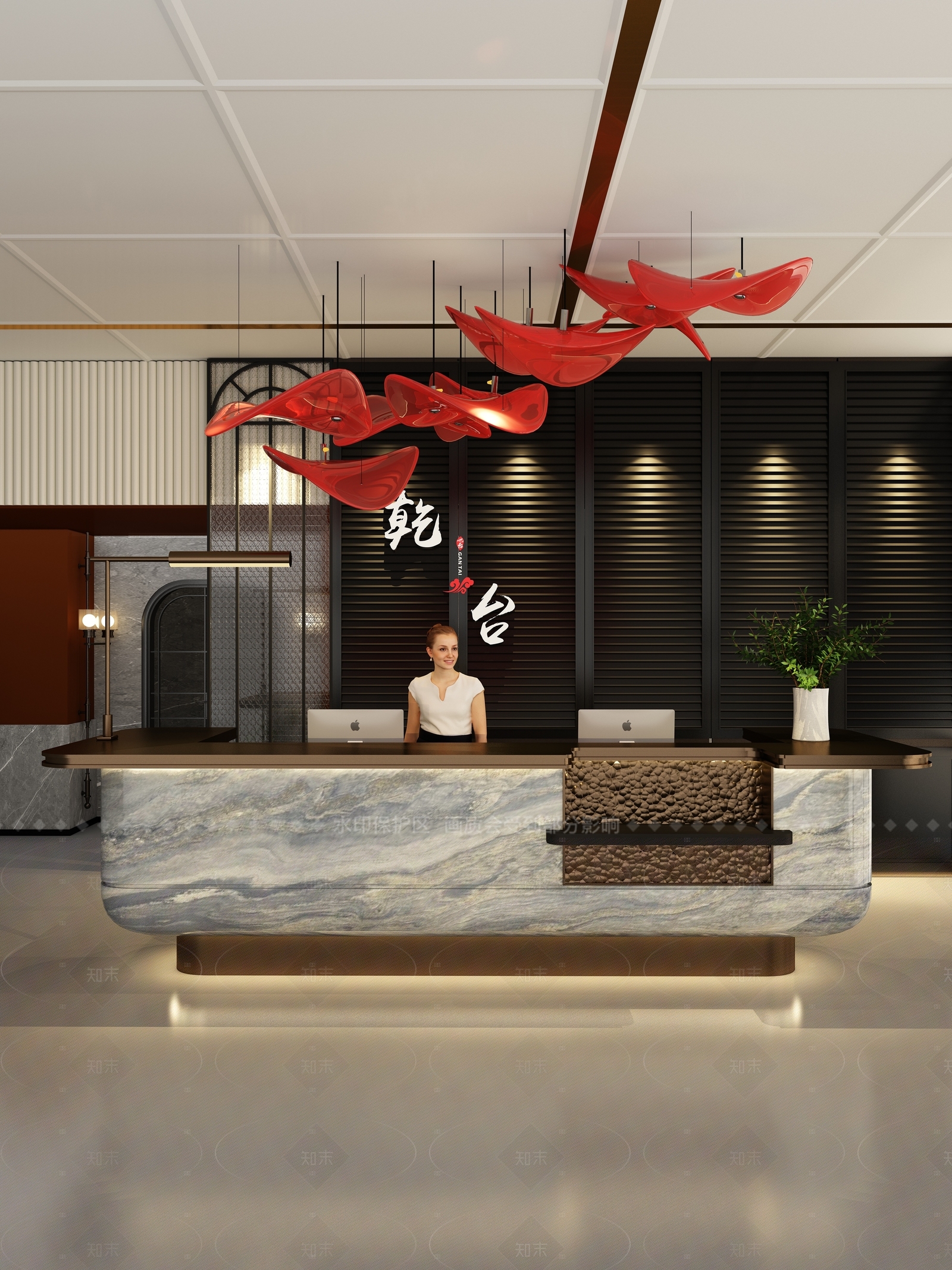 现代中式吧台3D模型下载【ID:1205869495】