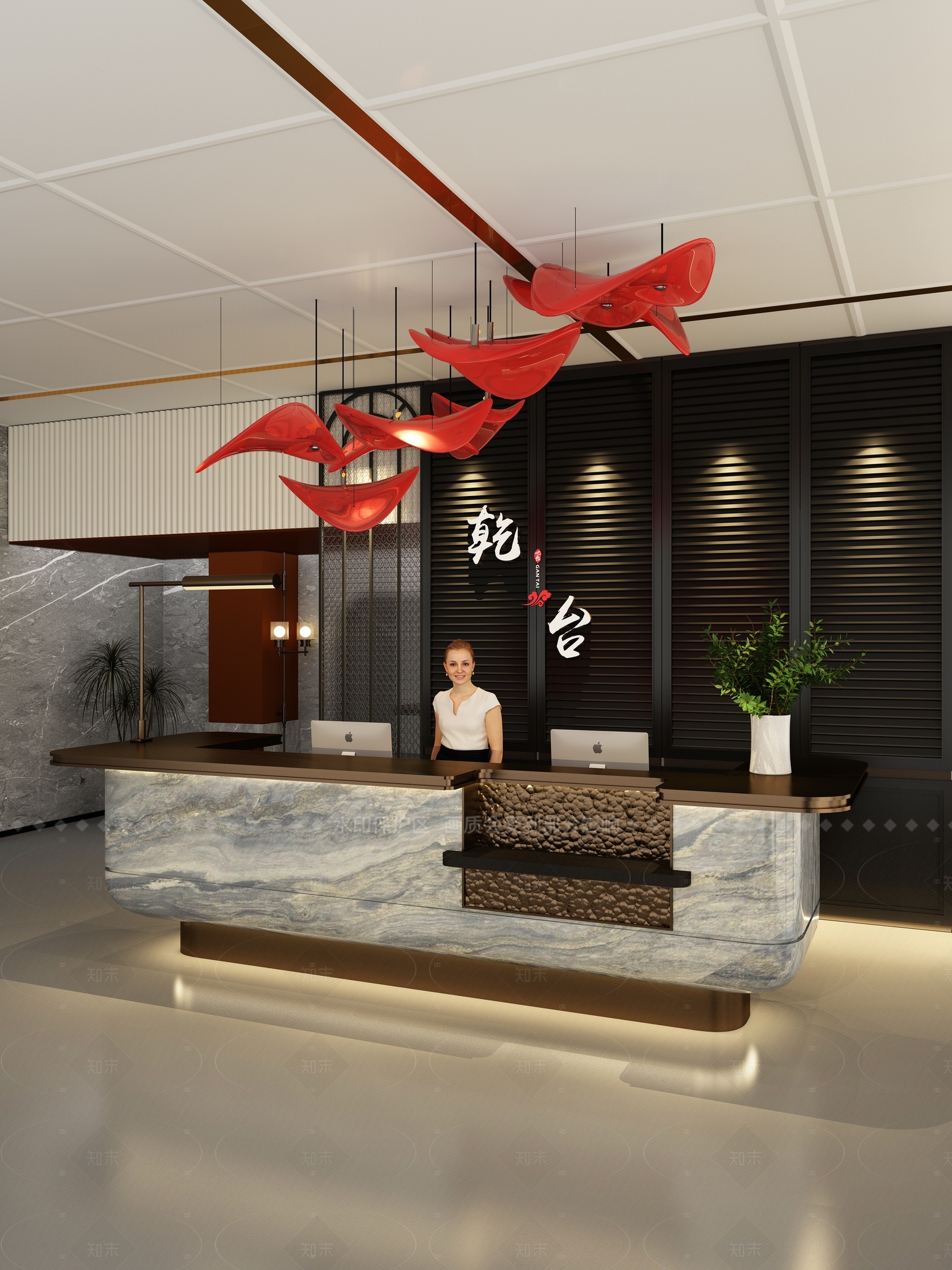 现代中式吧台3D模型下载【ID:1205869495】