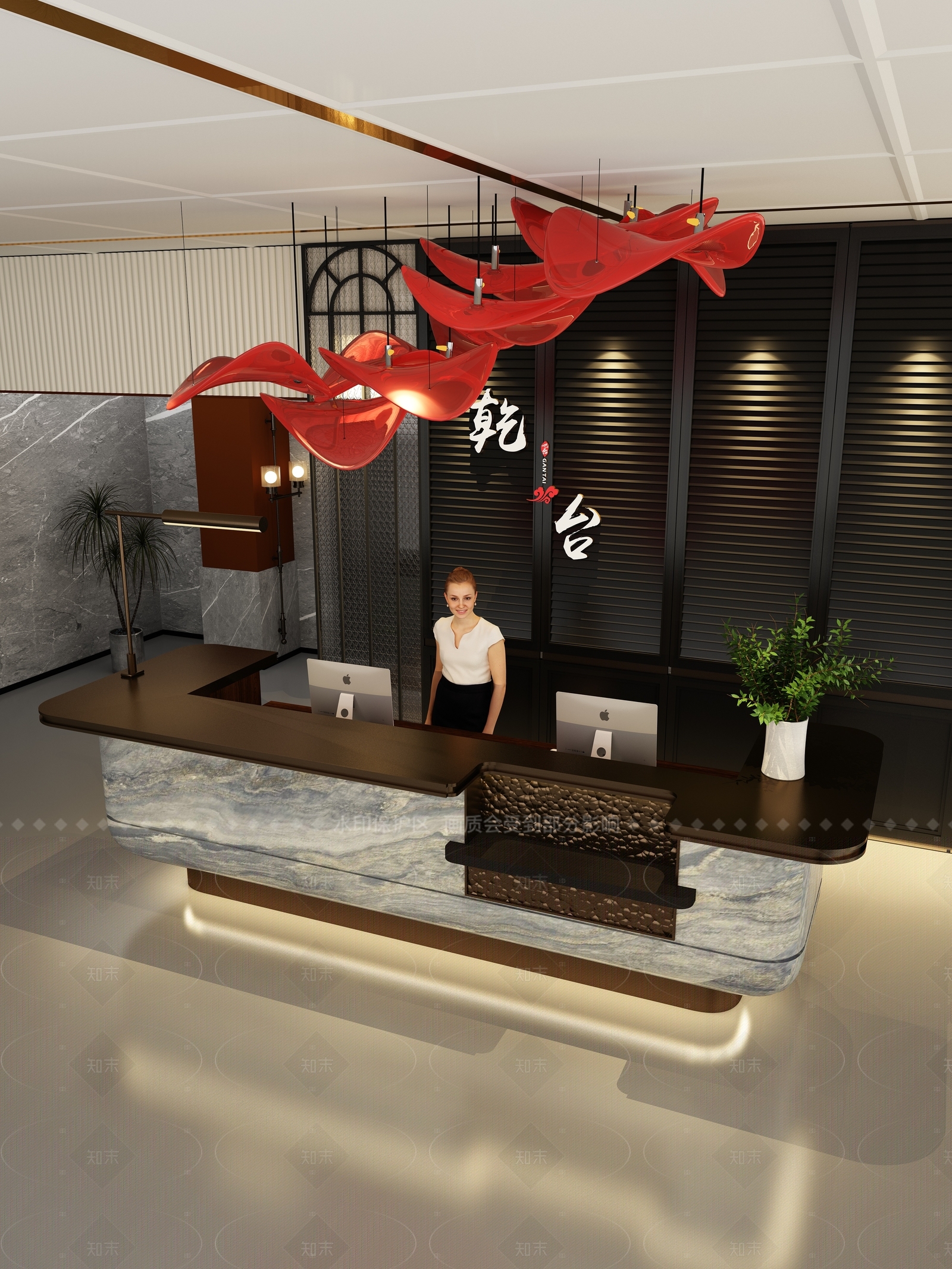 现代中式吧台3D模型下载【ID:1205869495】