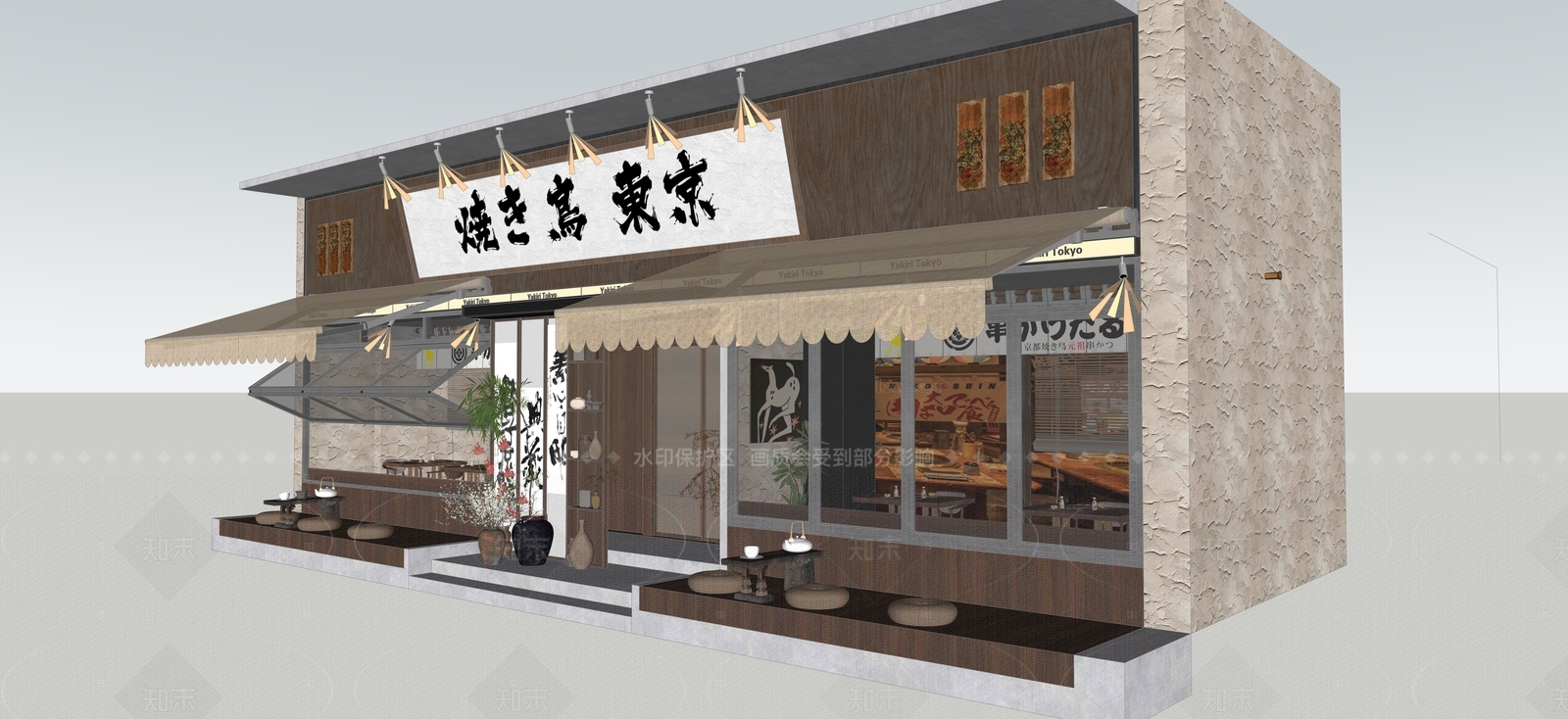 日式侘寂日料店SU模型下载【ID:1205869734】