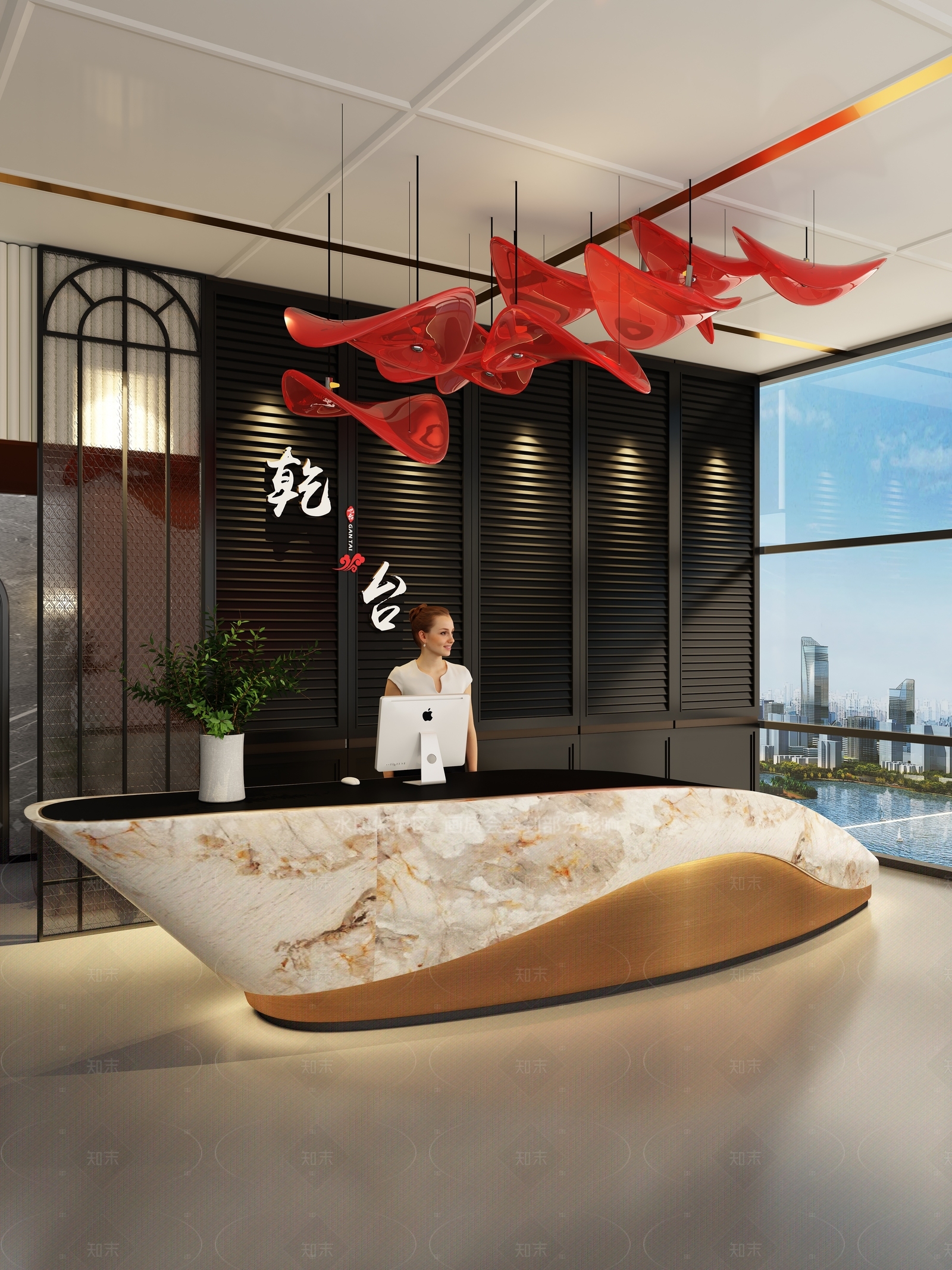 现代中式前台3D模型下载【ID:1205869601】