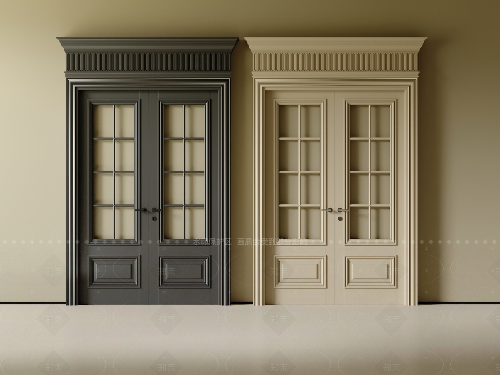 现代法式双开门3D模型下载【ID:1205870944】