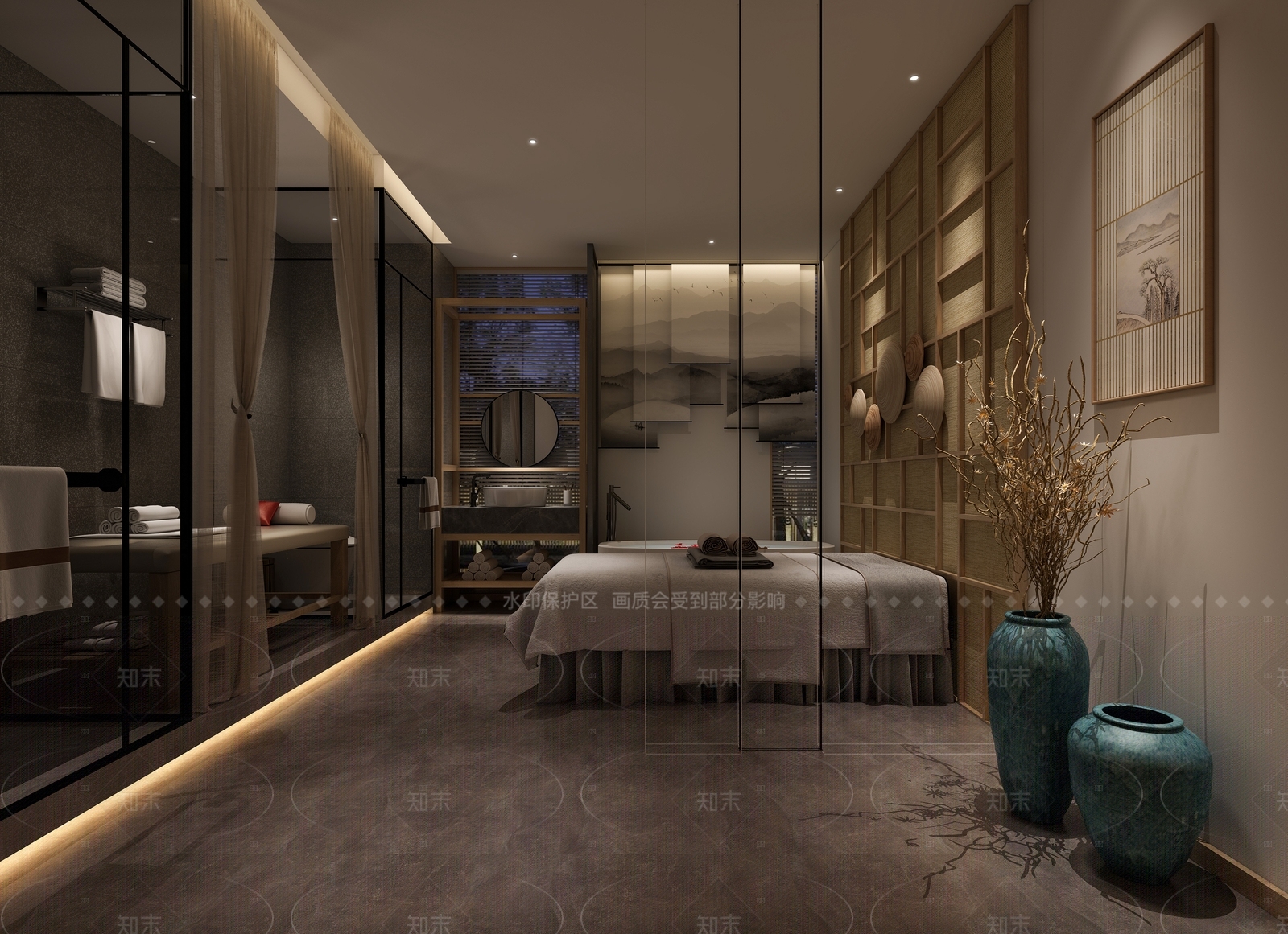新中式原木足浴店3D模型下载【ID:1205872144】