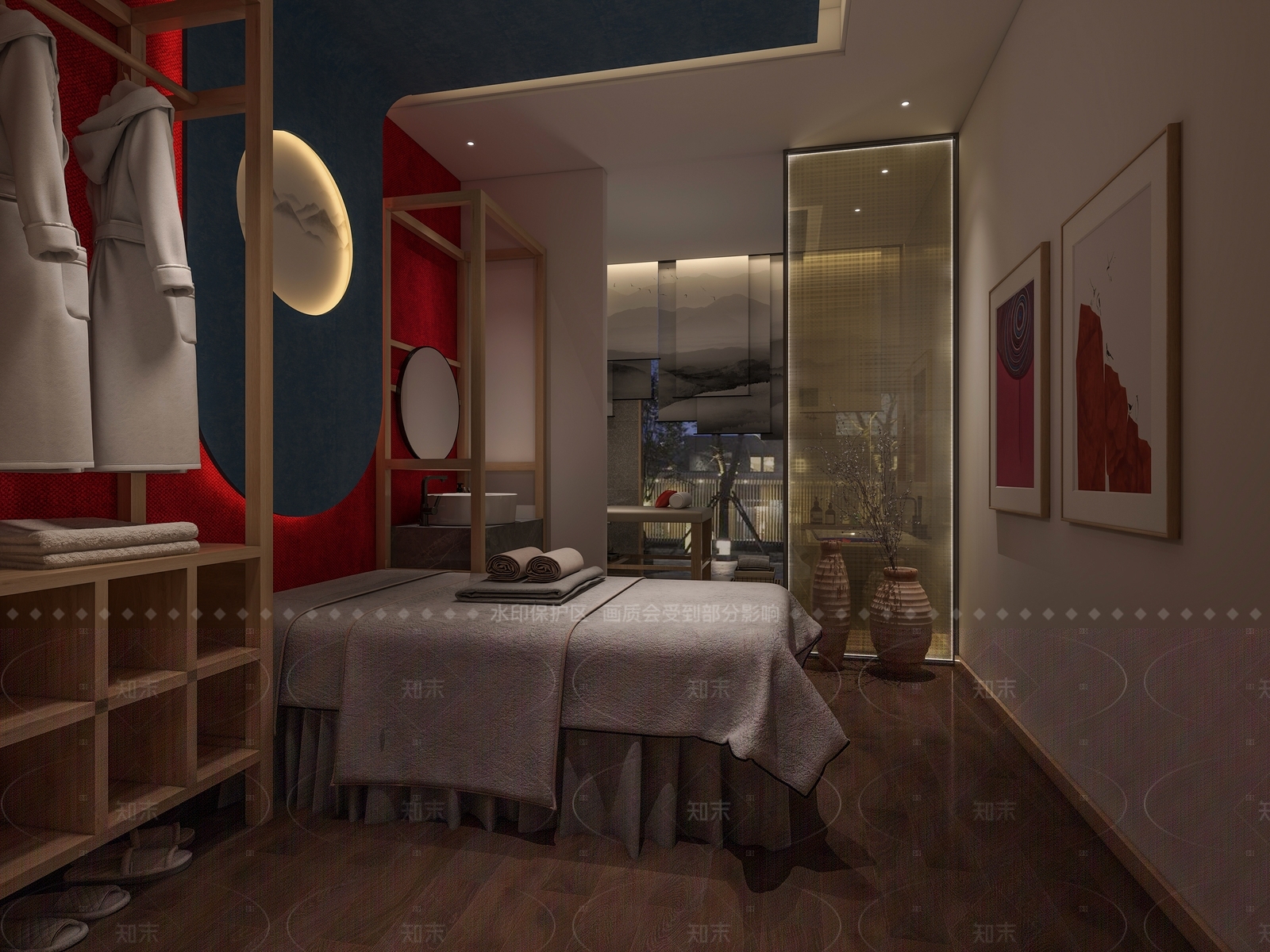 原木新中式足浴店3D模型下载【ID:1205872267】