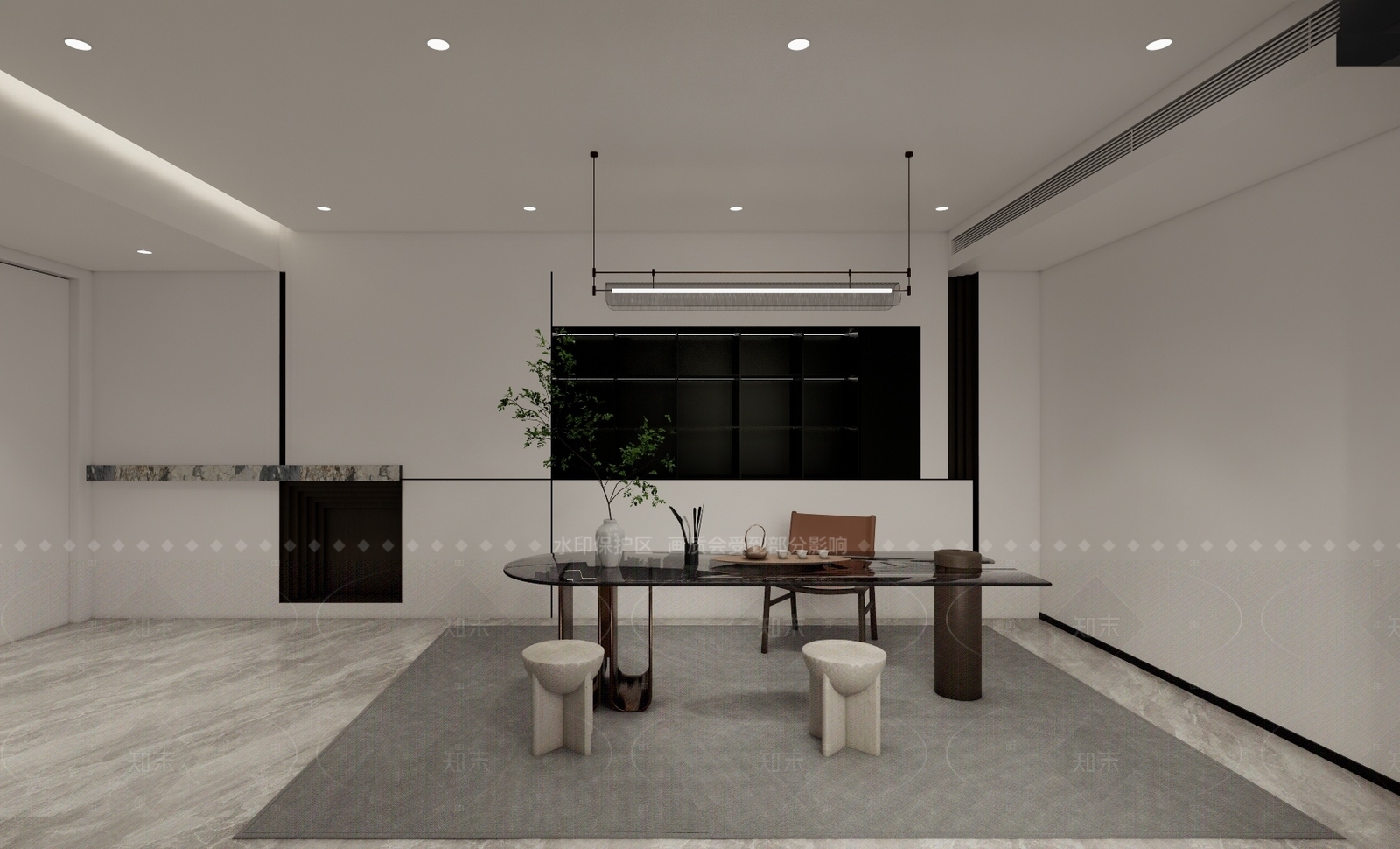 现代简约茶室SU模型下载【ID:1205873680】
