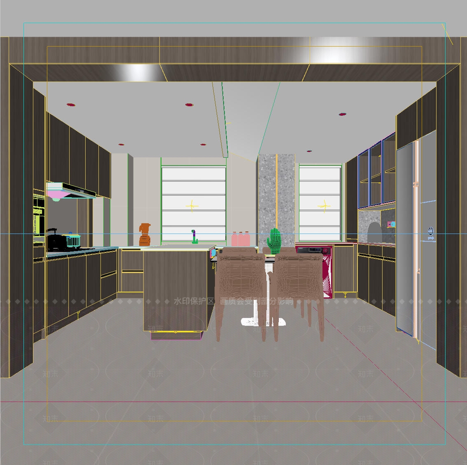 意式现代开放式厨房3D模型下载【ID:1205874644】