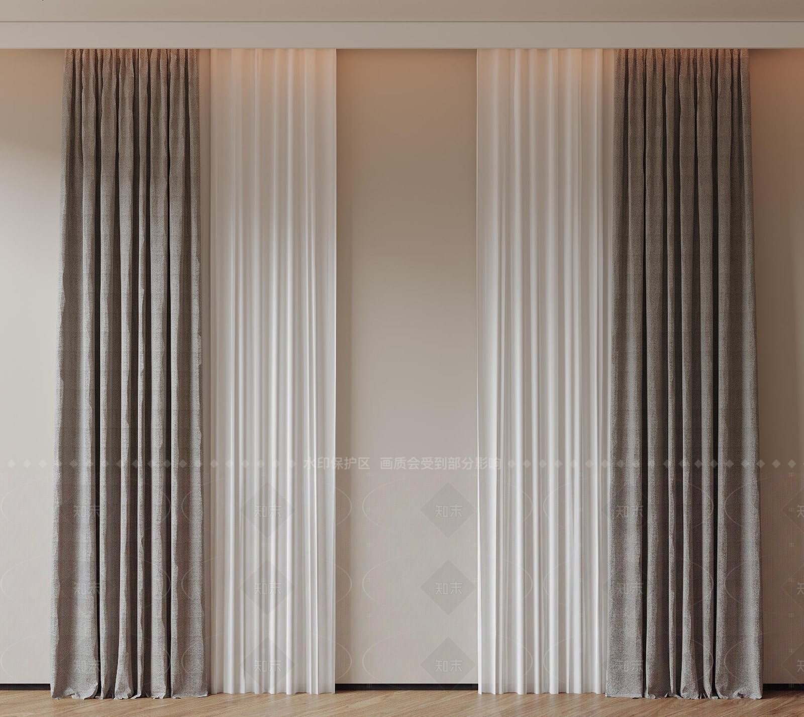 现代极简通用窗帘3D模型下载【ID:1205876892】