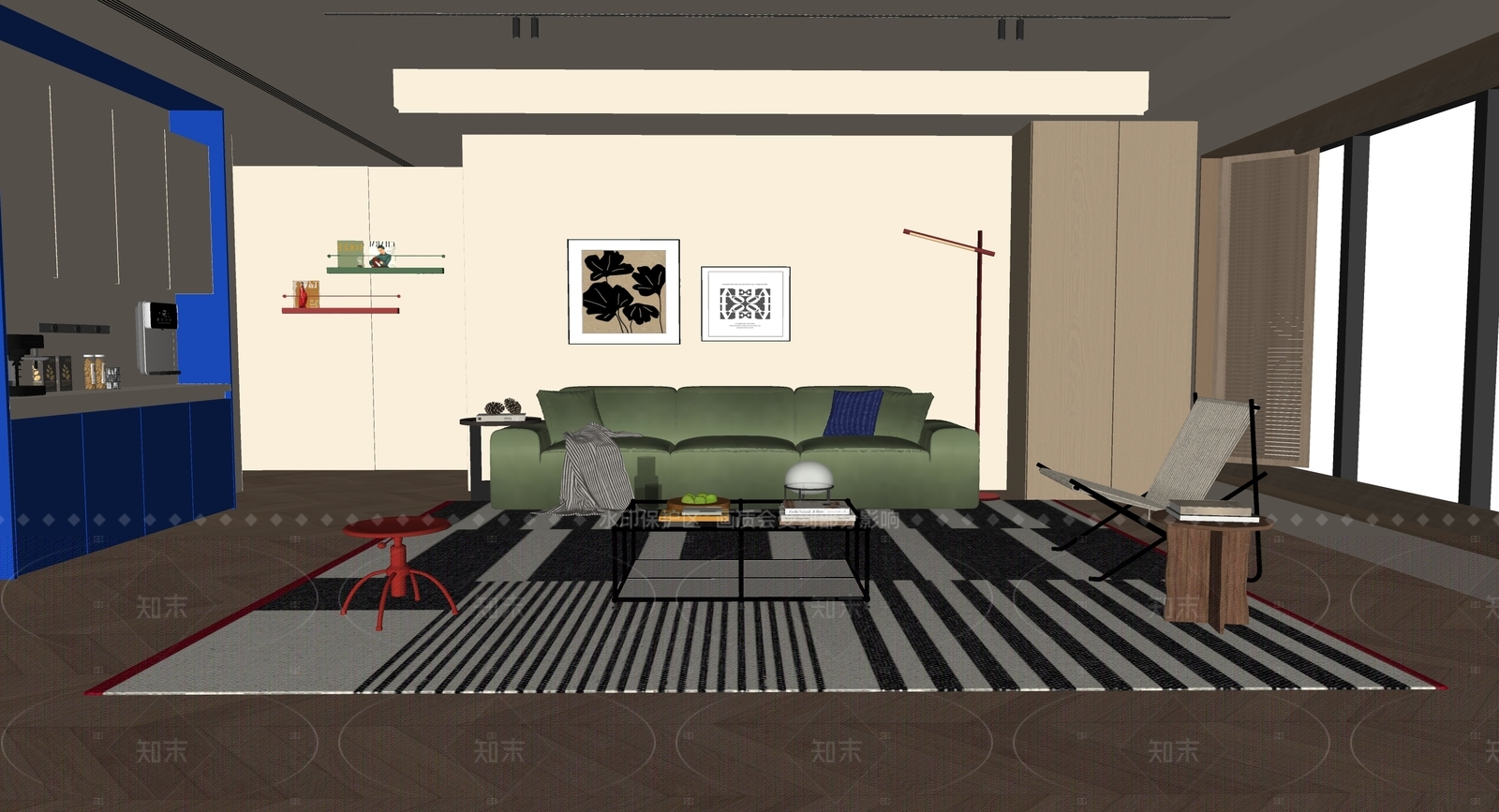 现代家居客厅SU模型下载【ID:1205878947】
