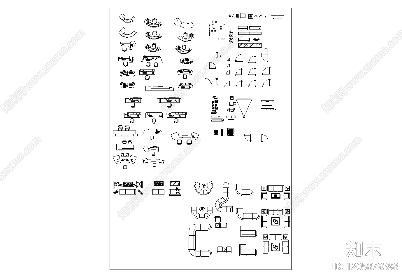 办公家具图库cad施工图下载【ID:1205879398】