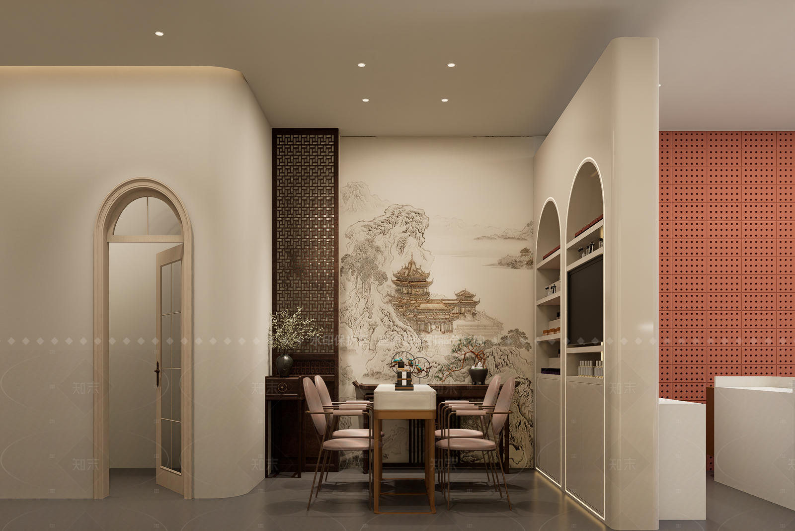 现代新中式美妆店SU模型下载【ID:1205886135】