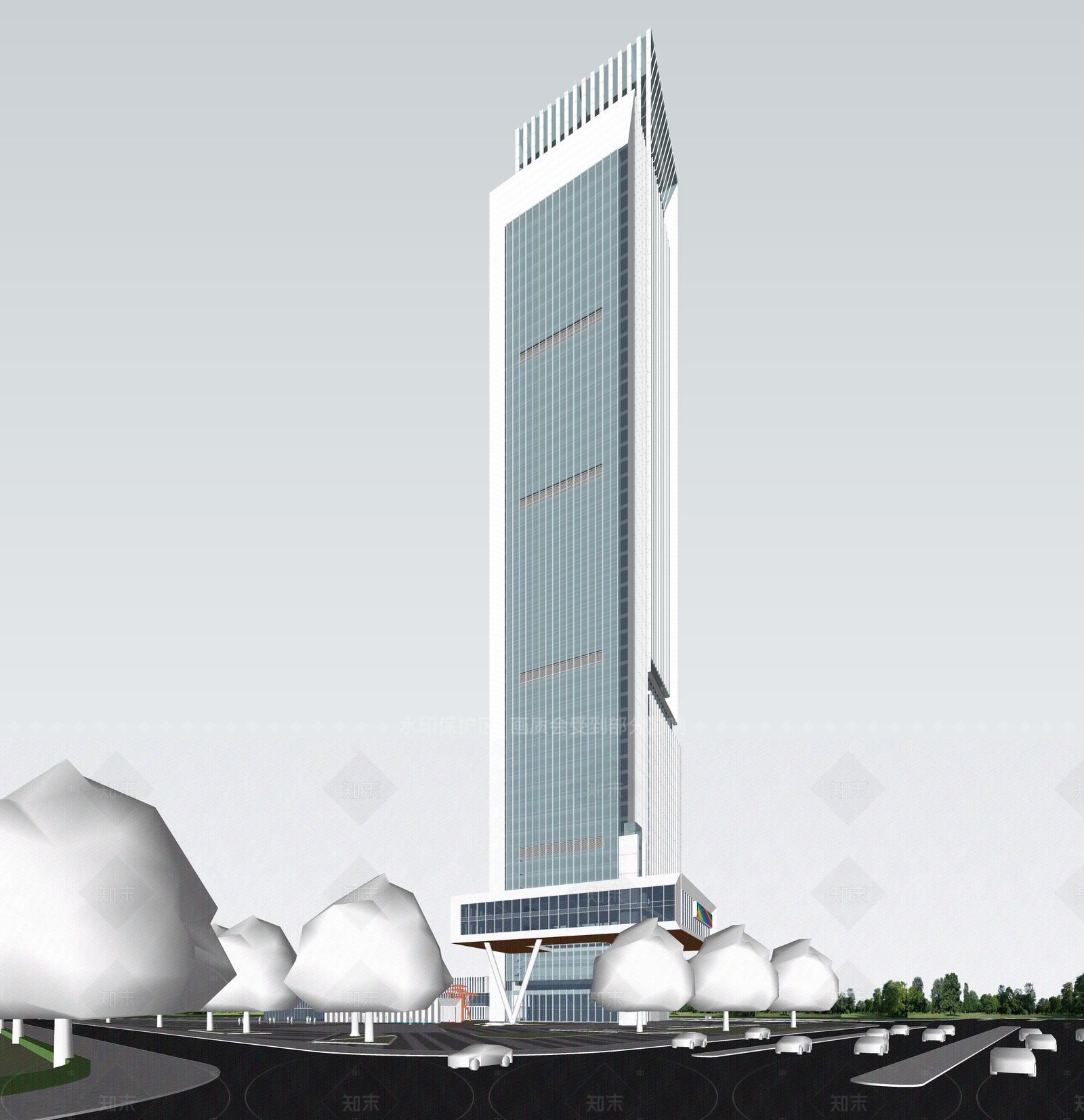 现代酒店建筑SU模型下载【ID:1205886633】