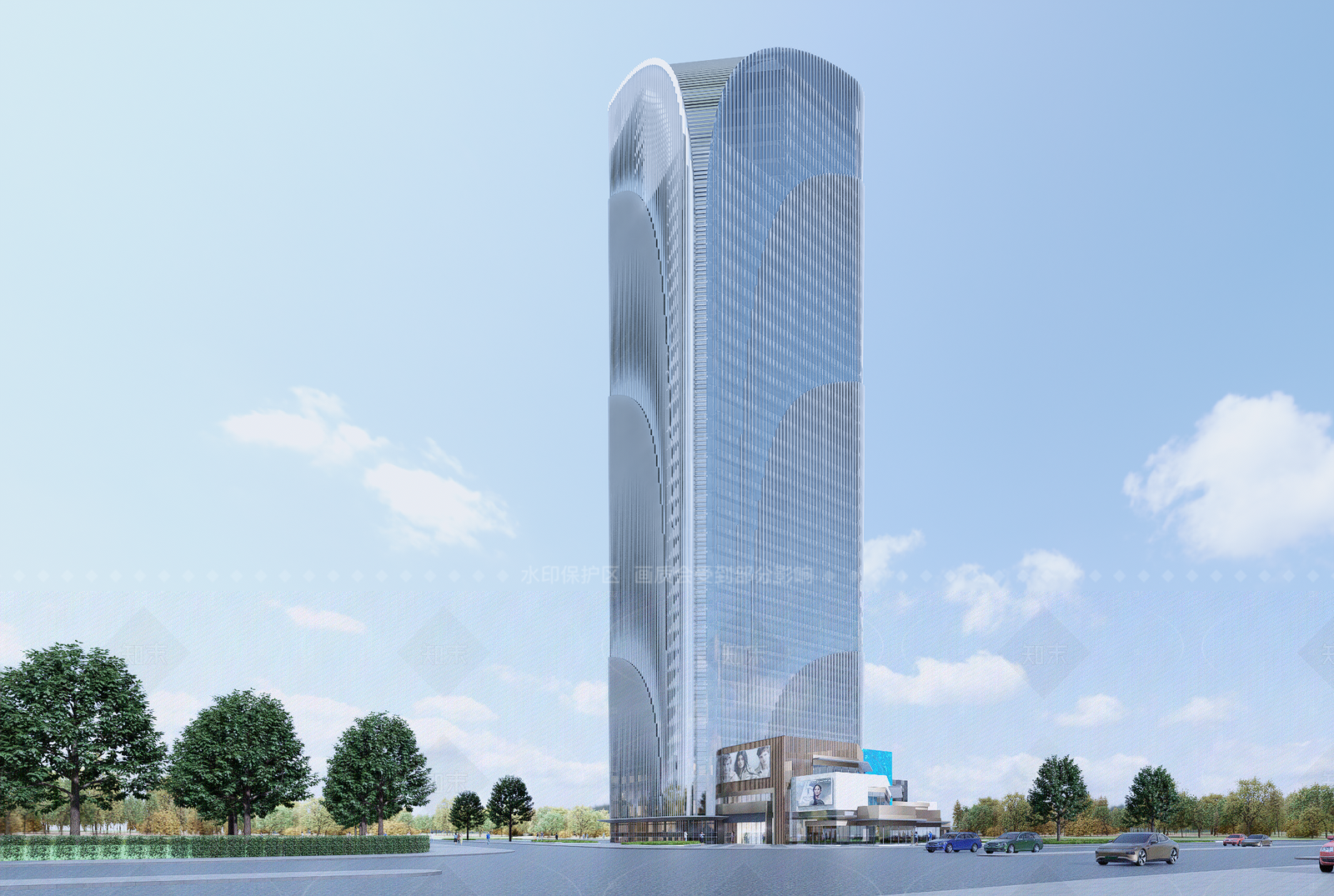 现代酒店建筑SU模型下载【ID:1205886804】