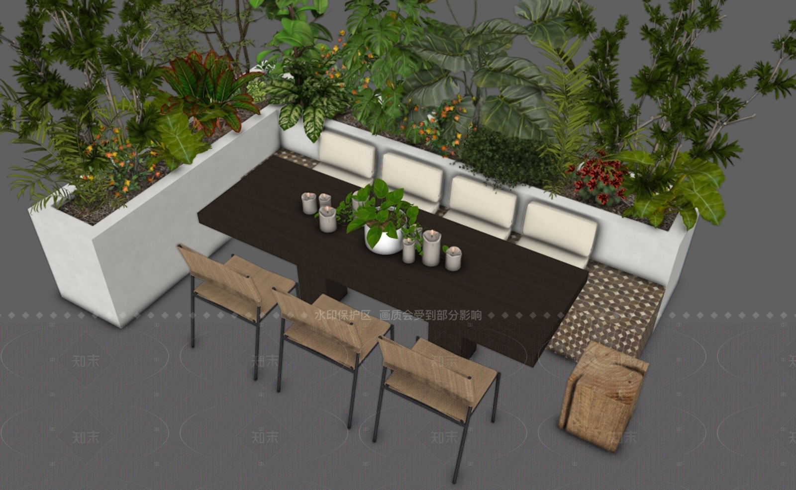 现代户外桌椅SU模型下载【ID:1205887762】