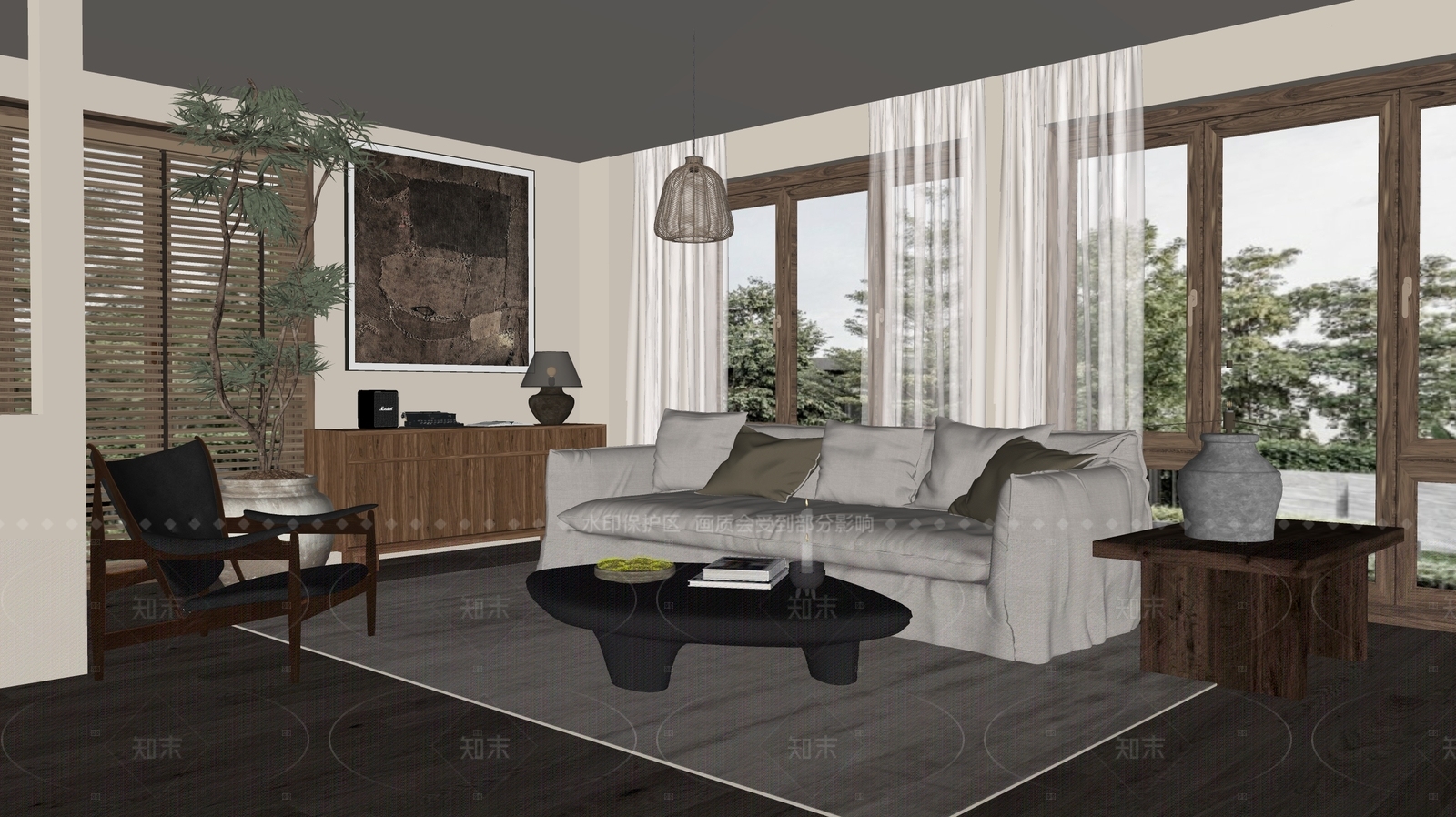 侘寂家居客厅SU模型下载【ID:1205889441】