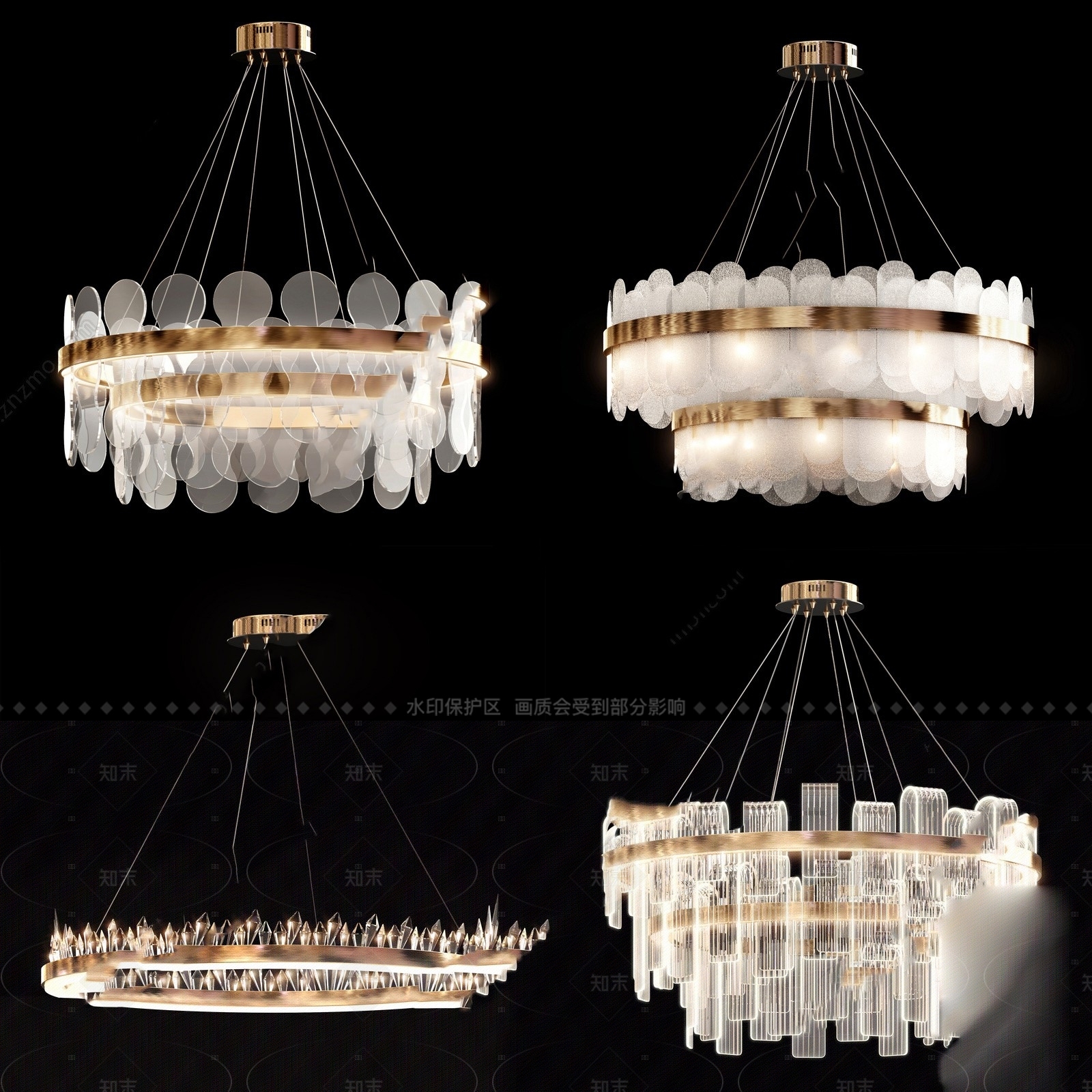 法式轻奢客厅吊灯3D模型下载【ID:1205889751】