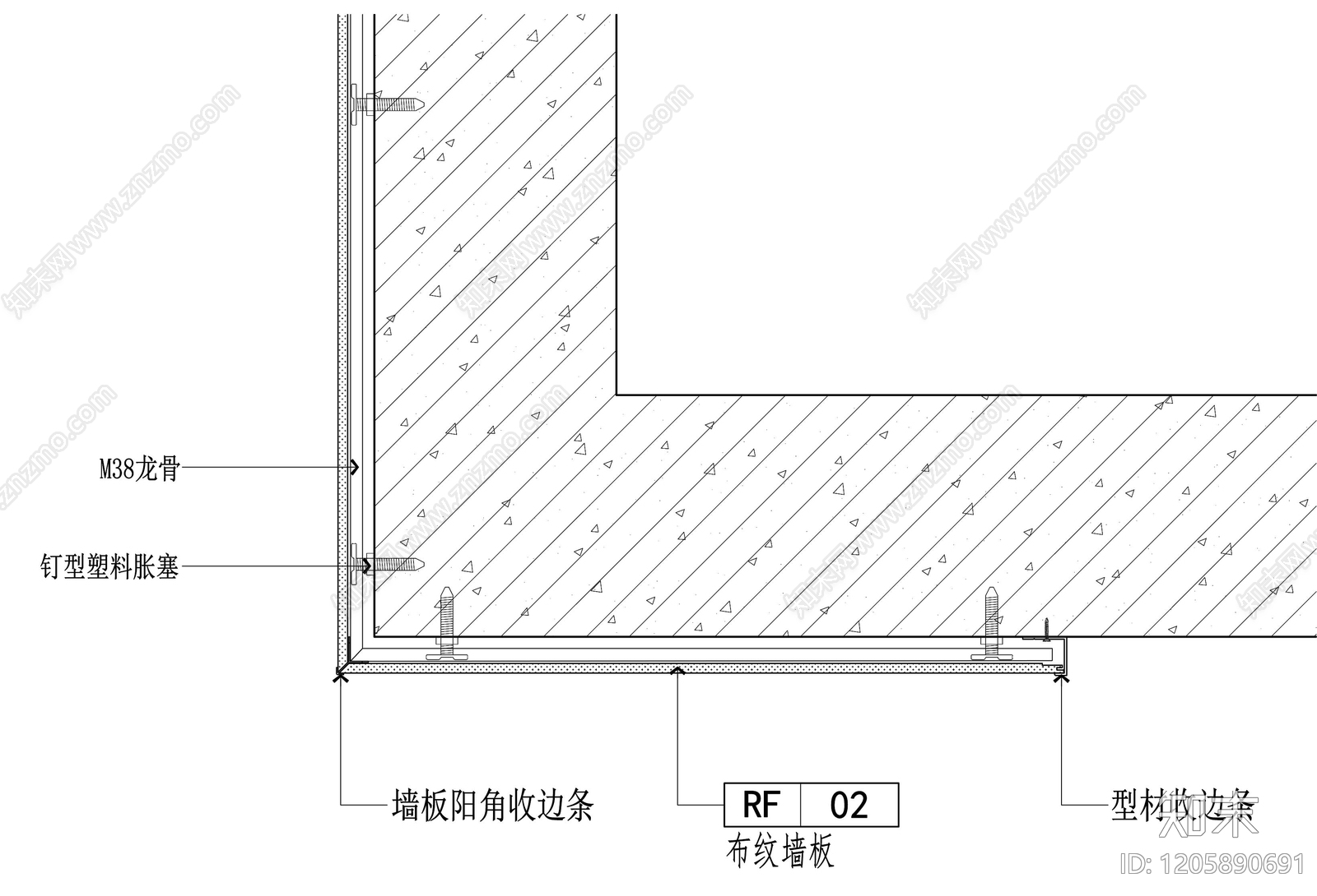 墙面节点cad施工图下载【ID:1205890691】