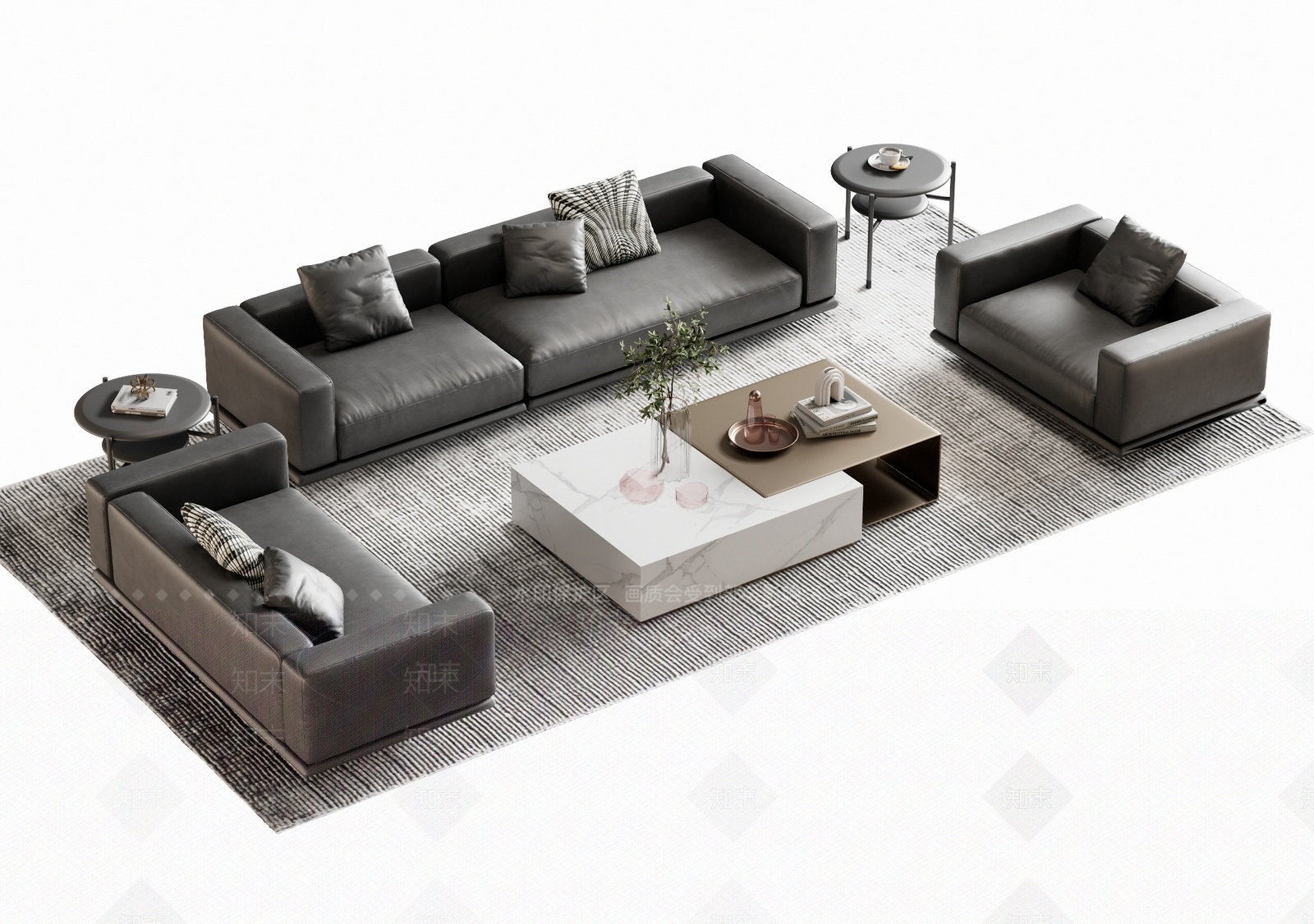 现代沙发茶几组合3D模型下载【ID:1205891071】