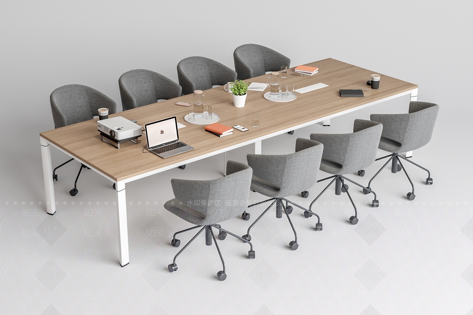 现代会议桌椅组合3D模型下载【ID:1205891717】