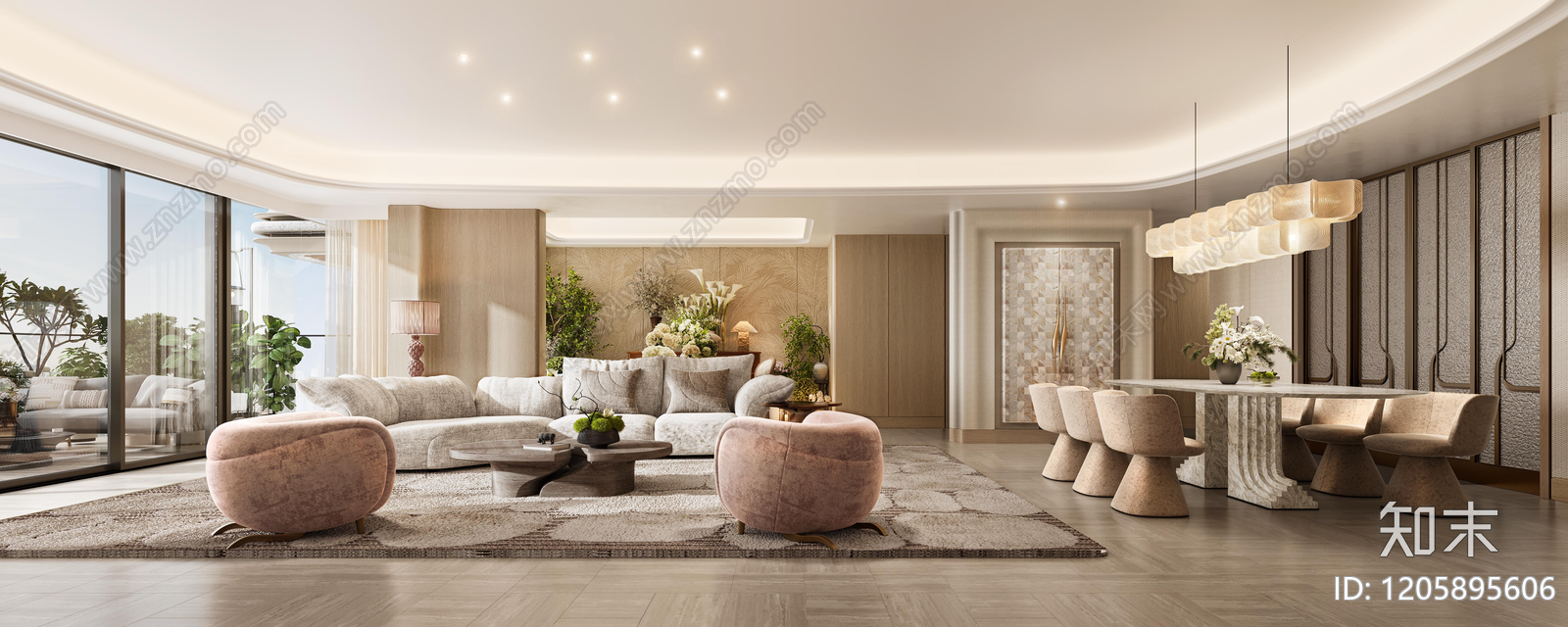 轻奢现代大平层软装下载【ID:1205895606】