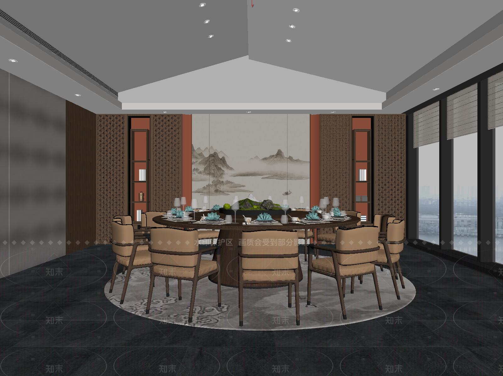 新中式包厢SU模型下载【ID:1205897464】